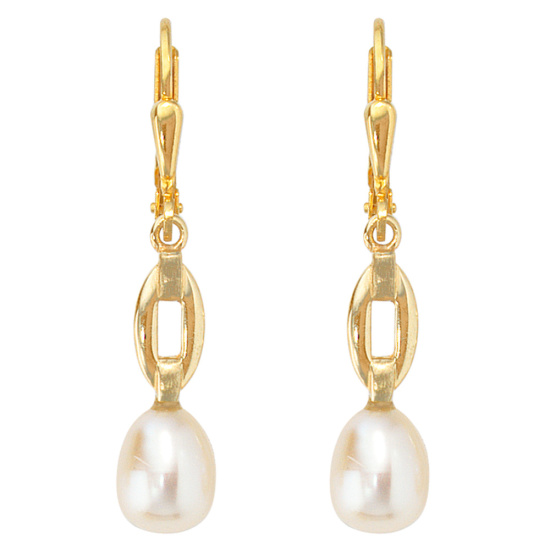 Boutons 333 Gold Gelbgold mattiert 2 Süßwasser Perlen Ohrringe Ohrhänger