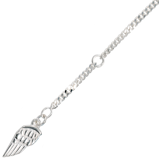 Fußkettchen Fußkette Flügel 925 Sterling Silber rhodiniert Federring