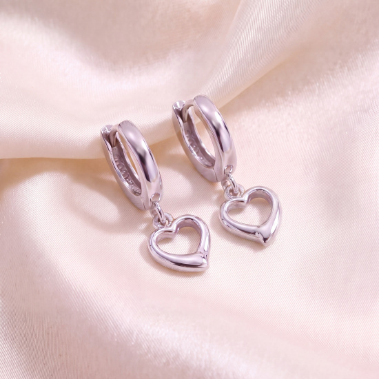 Kinder Creolen Herz 925 Sterling Silber rhodiniert Ohrringe Kinderohrringe