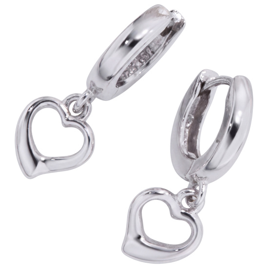 Kinder Creolen Herz 925 Sterling Silber rhodiniert Ohrringe Kinderohrringe