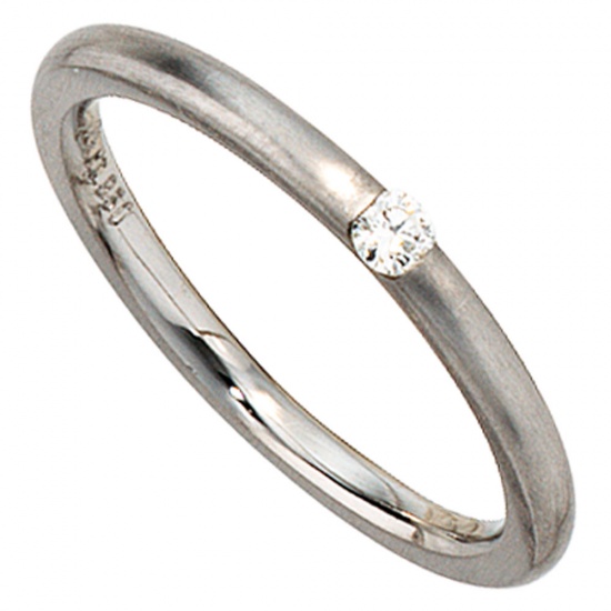 Damen Ring 950 Platin matt 1 Diamant Brillant 0,06ct. Platinring