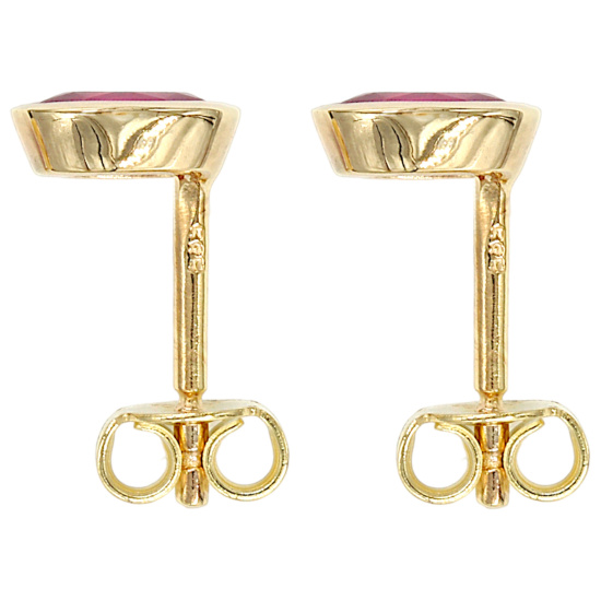 Ohrstecker oval 585 Gold Gelbgold 2 Rubine rot Ohrringe Goldohrstecker