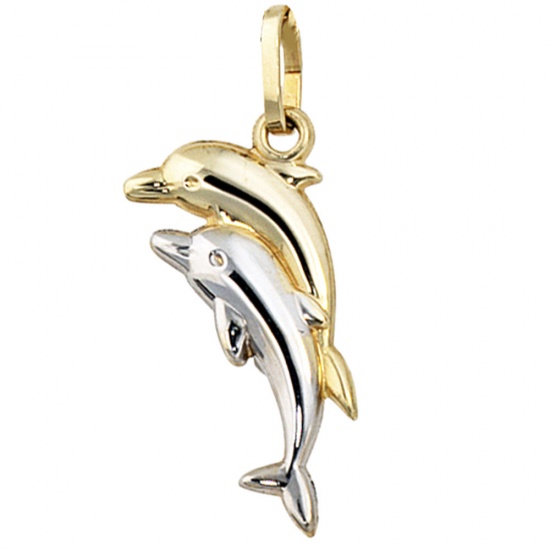 Kinder Anhänger Delfin Delfine 333 Gold bicolor Kinderanhänger Delfinanhänger
