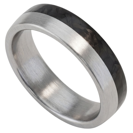 Partner Ring Edelstahl matt mit Carbon