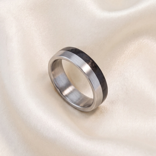 Partner Ring Edelstahl matt mit Carbon