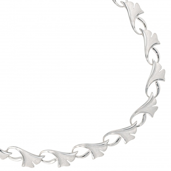 Collier Halskette Ginko Ginkgo 925 Silber mattiert 47 cm Kette Silberkette