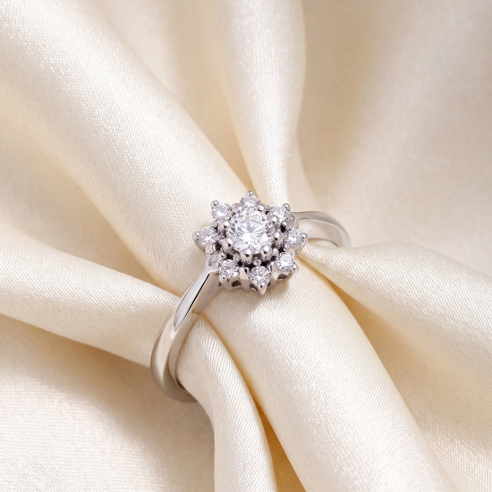 Damen Ring 925 Sterling Silber rhodiniert mit 9 Zirkonia Silberring