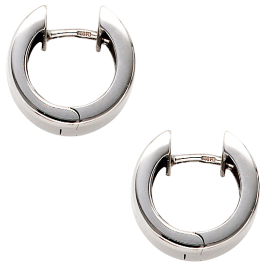 Creolen rund breit 375 Gold Weißgold Ohrringe Weißgoldohrringe Weißgoldcreolen