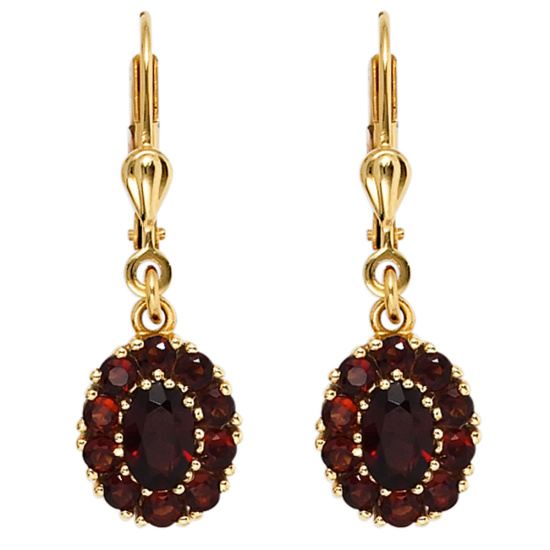 Boutons 375 Gold Gelbgold 22 Granate rot Ohrringe Ohrhänger Granatohrringe