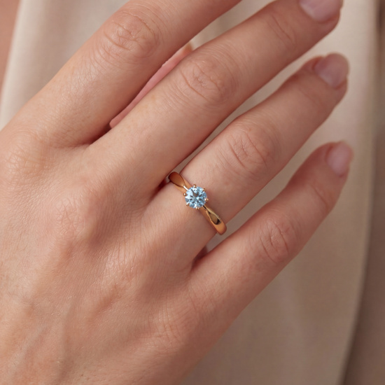 Damen Ring 585 Gold Gelbgold 1 Aquamarin hellblau blau Aquamarinring