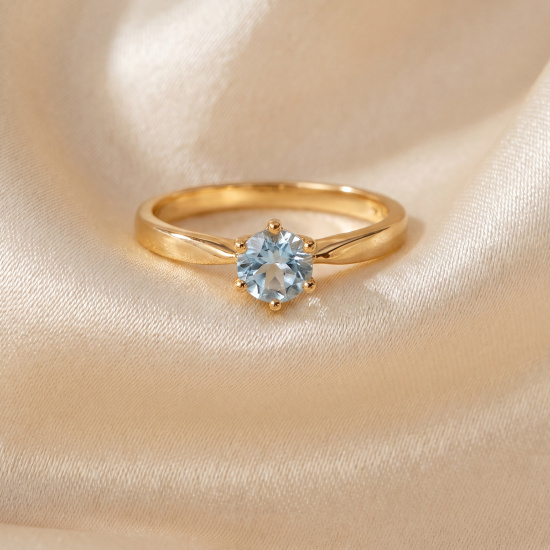 Damen Ring 585 Gold Gelbgold 1 Aquamarin hellblau blau Aquamarinring