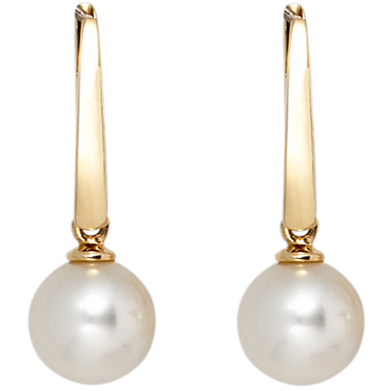 Boutons 585 Gold Gelbgold 2 Süßwasser Perlen Ohrringe Ohrhänger Perlenohrringe