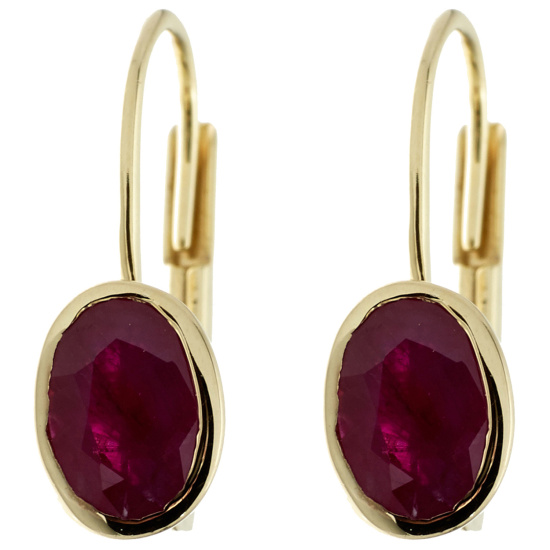 Boutons oval 333 Gold Gelbgold 2 Rubine rot Ohrringe Ohrhänger Goldohrringe