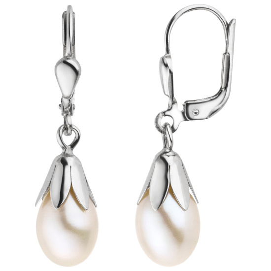 Boutons 333 Gold Weißgold 2 Süßwasser Perlen Ohrringe Ohrhänger Perlenohrringe