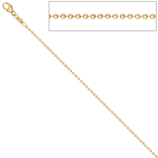 Kugelkette 585 Gelbgold 1,5 mm 45 cm Gold Kette Halskette Goldkette Karabiner