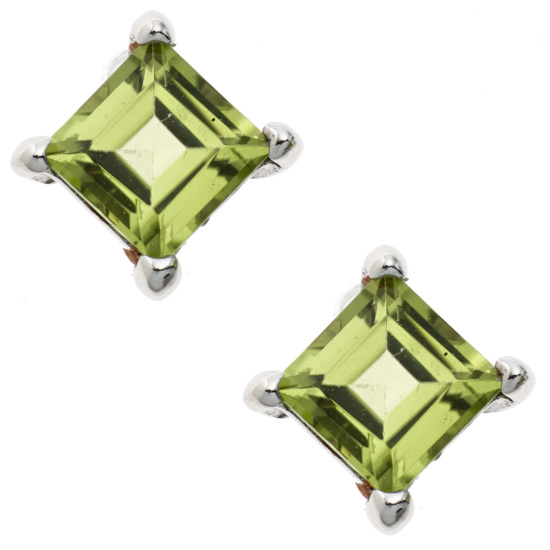 Ohrstecker quadratisch 925 Sterling Silber rhodiniert 2 Peridote grün Ohrringe