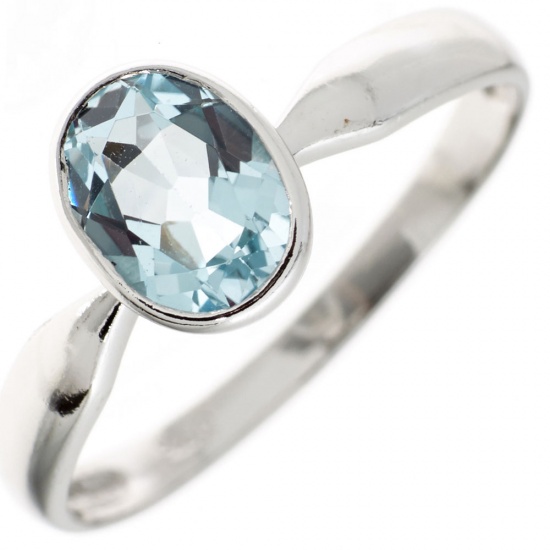 Damen Ring 925 Sterling Silber 1 Blautopas hellblau blau Silberring