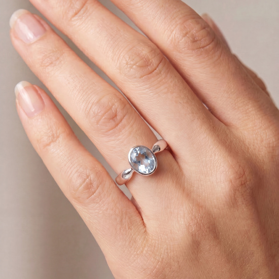 Damen Ring 925 Sterling Silber 1 Blautopas hellblau blau Silberring