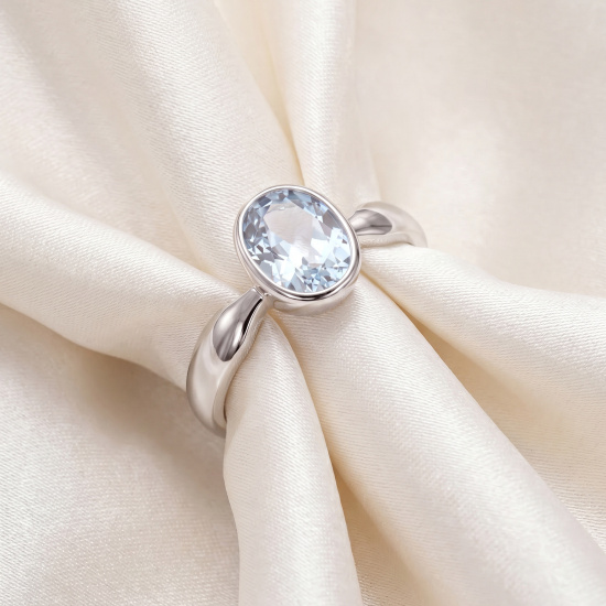 Damen Ring 925 Sterling Silber 1 Blautopas hellblau blau Silberring