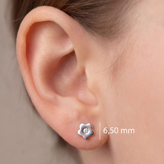 Kinder Ohrstecker Blume Blumen 925 Silber 2 Zirkonia Ohrringe Kinderohrringe