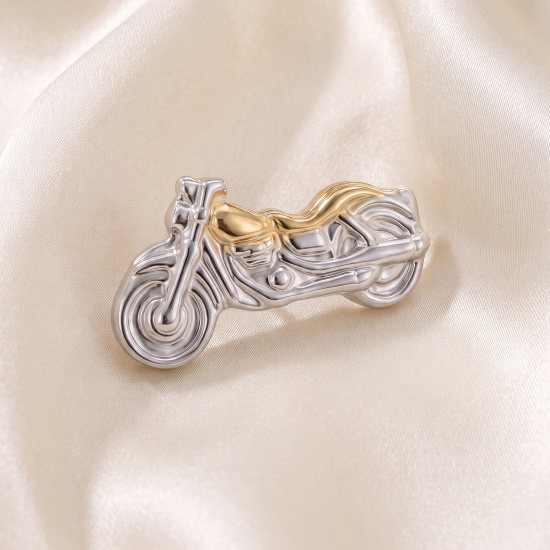 Einzel-Ohrstecker Motorrad 925 Sterling Silber bicolor vergoldet