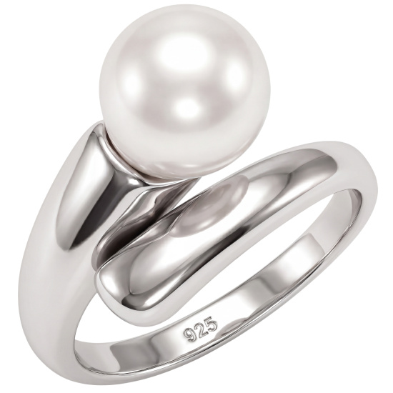 Damen Ring 925 Sterling Silber rhodiniert 1 Süßwasser Perle Perlenring
