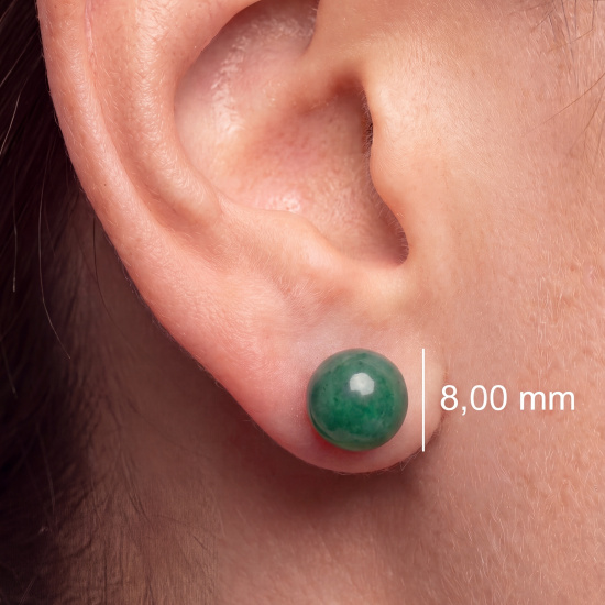 Ohrstecker Kugel 333 Gold Gelbgold 2 Aventurine grün Ohrringe Goldohrstecker