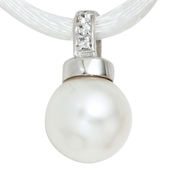 Anhänger 925 Sterling Silber rhodiniert 3 Zirkonia Perlenanhänger