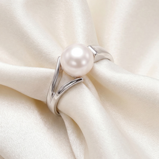 Damen Ring 925 Sterling Silber rhodiniert 1 Süßwasser Perle Perlenring