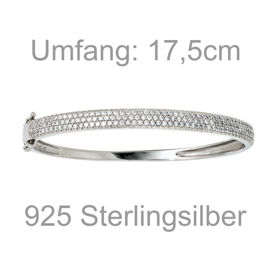 Armreif Armband 925 Sterling Silber mit 145 Zirkonia Silberarmreif