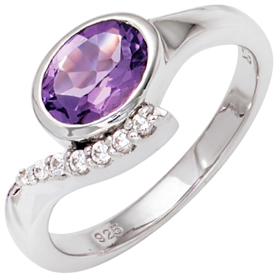 Damen Ring 925 Sterling Silber rhodiniert mit Zirkonia lila violett Silberring