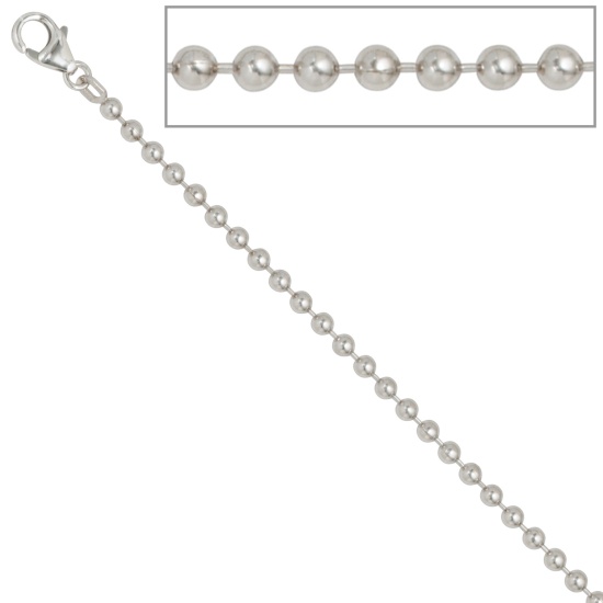 Kugelkette 925 Silber 3,0 mm 45 cm Halskette Kette Silberkette Karabiner