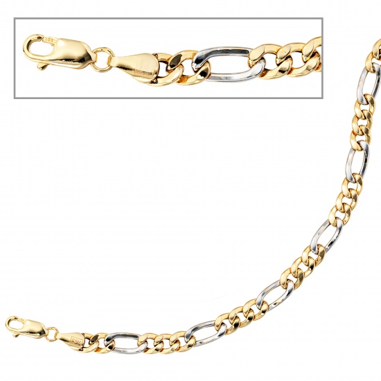 Figarokette 333 Gelbgold Weißgold bicolor 50 cm Gold Kette Halskette Goldkette