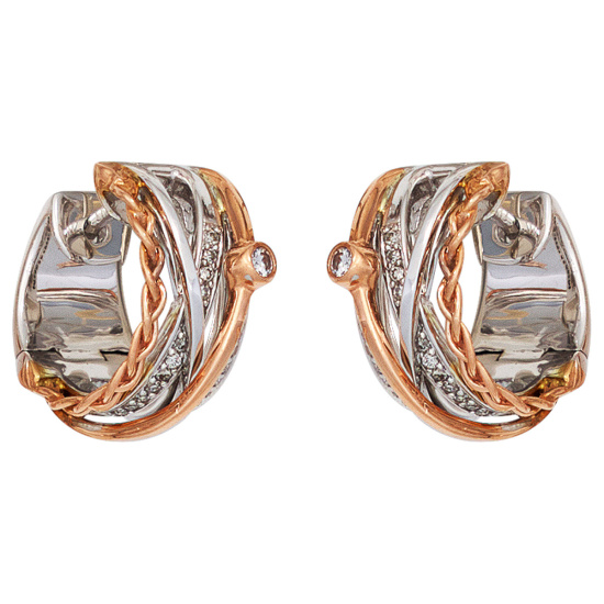 Creolen rund 585 Gold Weißgold Rotgold bicolor 52 Diamanten Ohrringe Goldcreolen