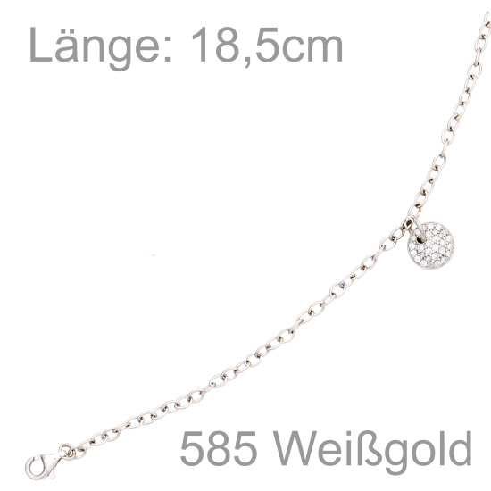 Armband 585 Gold Weißgold 29 Diamanten Brillanten 18,5 cm Weißgoldarmband