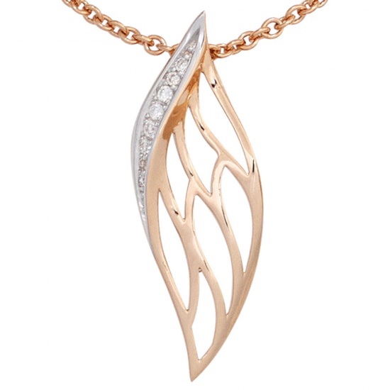 Anhänger 585 Gold Rotgold 8 Diamanten Brillanten 0,05ct. Rotgoldanhänger