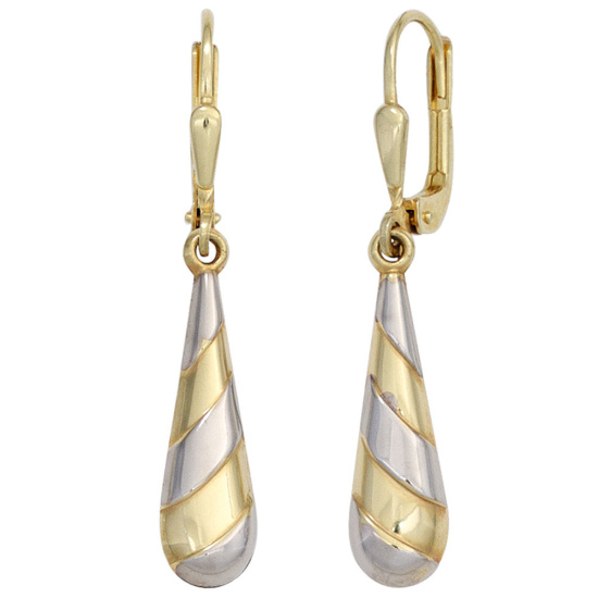 Ohrhänger Tropfen 333 Gold Gelbgold bicolor Ohrringe Boutons Goldohrringe