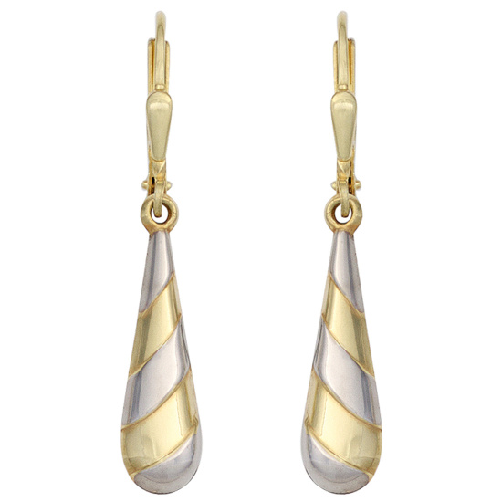 Ohrhänger Tropfen 333 Gold Gelbgold bicolor Ohrringe Boutons Goldohrringe