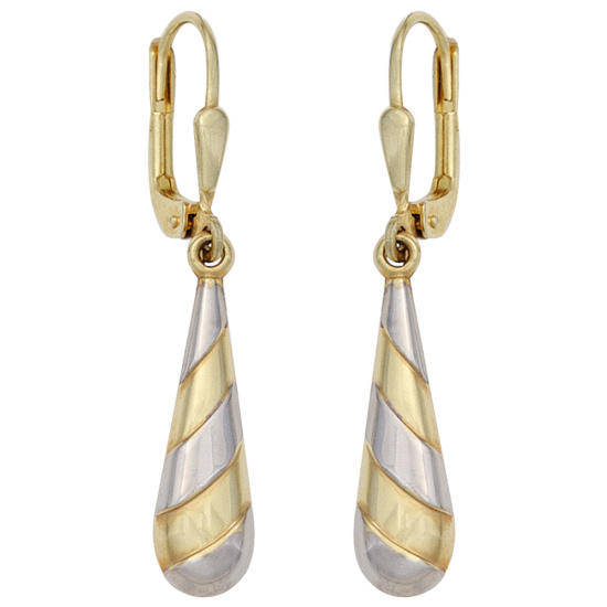 Ohrhänger Tropfen 333 Gold Gelbgold bicolor Ohrringe Boutons Goldohrringe