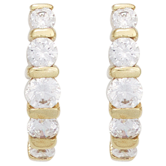 Halbcreolen 333 Gold Gelbgold 10 Zirkonia Ohrringe Creolen Goldohrringe