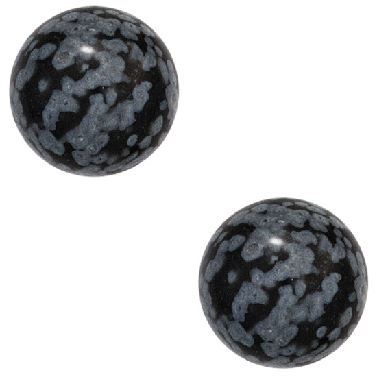 Ohrstecker rund 925 Sterling Silber 2 Schneeflocken-Obsidiane Ohrringe