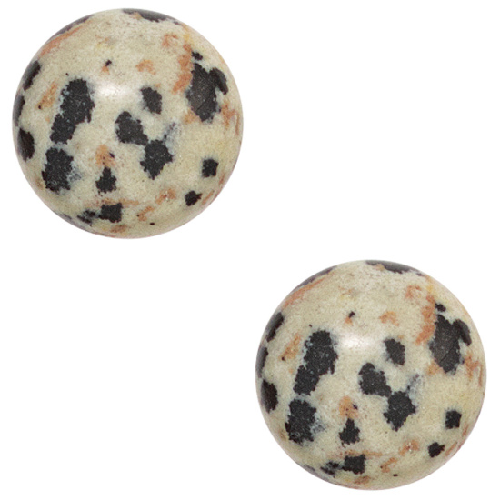 Ohrstecker rund 925 Sterling Silber 2 Dalmatiner-Jaspise Ohrringe