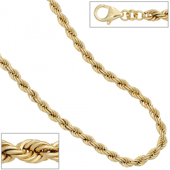Kordelkette 333 Gelbgold 4,9 mm 45 cm Gold Kette Halskette Goldkette Karabiner
