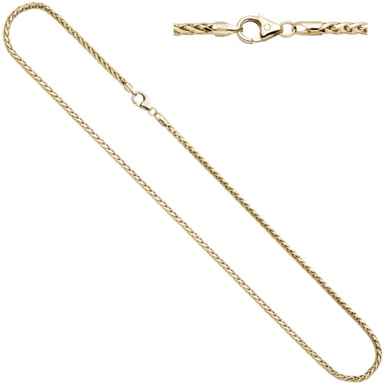 Zopfkette 585 Gelbgold 2,6 mm 45 cm Gold Kette Halskette Goldkette Karabiner