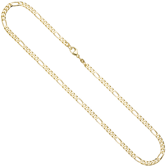 Figarokette 585 Gelbgold 4,4 mm 50 cm Gold Kette Halskette Goldkette Karabiner