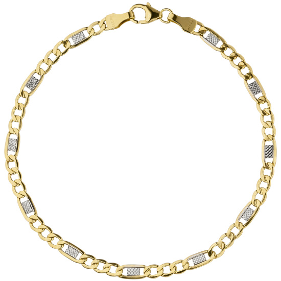 Steg-Panzerarmband 333 Gelbgold bicolor 19 cm Gold Armband Goldarmband Karabiner