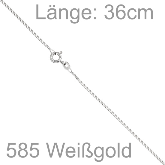 Panzerkette 585 Weißgold 1,7 mm 36 cm Gold Kette Halskette Weißgoldkette