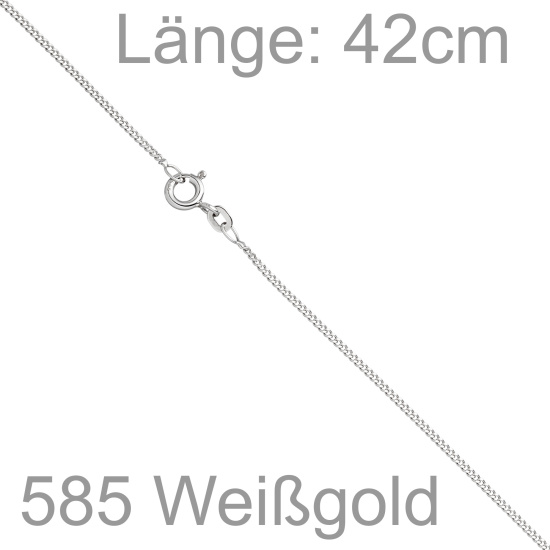 Panzerkette 585 Weißgold 1,7 mm 42 cm Gold Kette Halskette Weißgoldkette