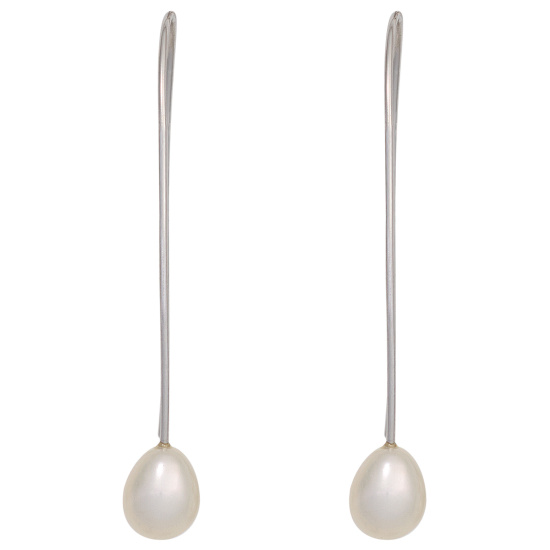 Ohrhänger 925 Sterling Silber 2 Süßwasser Perlen Ohrringe Perlenohrringe