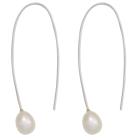 Ohrhänger 925 Sterling Silber 2 Süßwasser Perlen Ohrringe Perlenohrringe